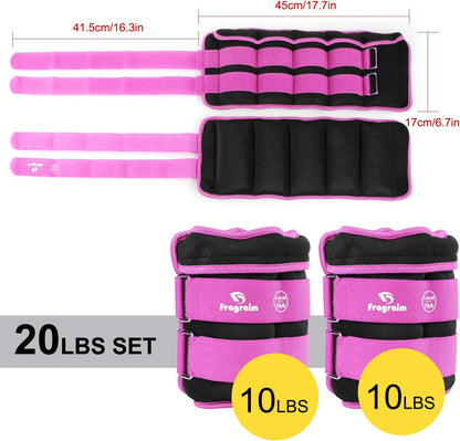 Adjustable Ankle Weights 1-3/4/5/6/8/10/12/15/20 LBS Pair with Removable Weight for Jogging, Gymnastics, Aerobics, Physical Therapy